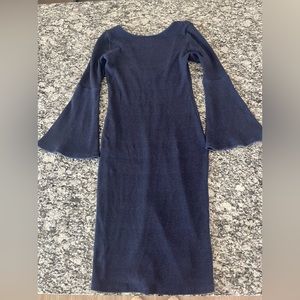 Lulus Navy Knit Cocktail Dress with Open Back